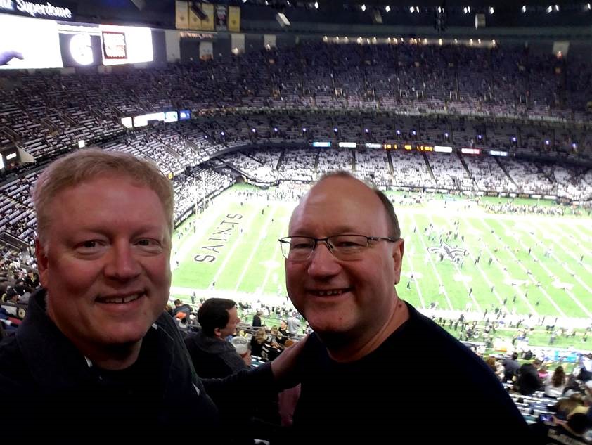 Lars Arge and Michael T. Goodrich at an American Football playoff game