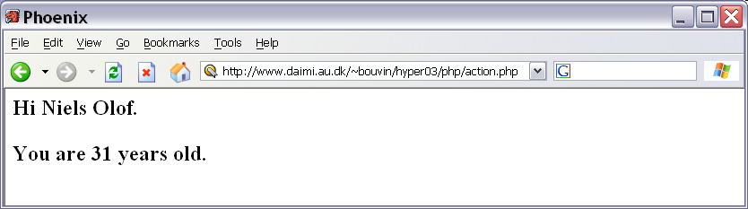 Eksempel på kørsel af PHP form