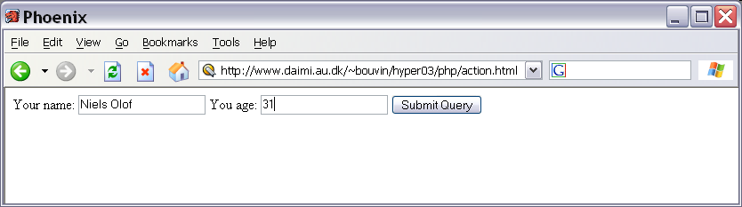 Eksempel på PHP form